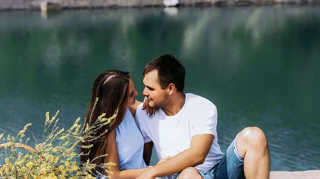 Couple looking at each other.
